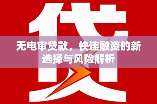 雄安新区无电审贷款，快速融资的新选择与风险解析