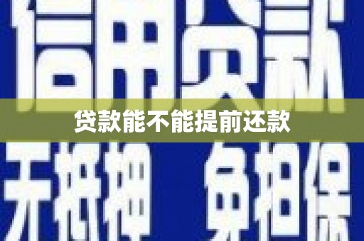 雄安新区贷款能不能提前还款