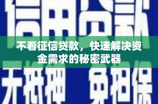 雄安新区不看征信贷款，快速解决资金需求的秘密武器