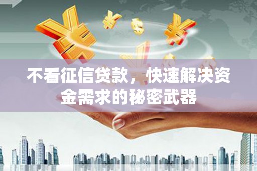 雄安新区不看征信贷款，快速解决资金需求的秘密武器