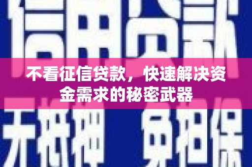 雄安新区不看征信贷款，快速解决资金需求的秘密武器